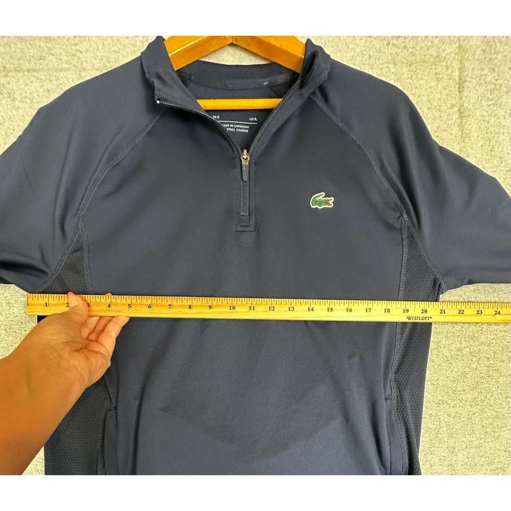Lacoste Performance High-Neck Midlayer Golf Sweatshirt Mens XL Navy Blue 1/4 Zip